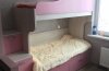 Розовая детская двухъярусная кровать
